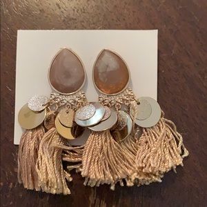 NWT Dangly Metallic Mixed Material Earrings